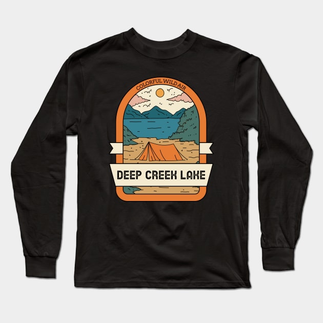 Deep Creek Lake Vintage Travel Long Sleeve T-Shirt by Insert Place Here